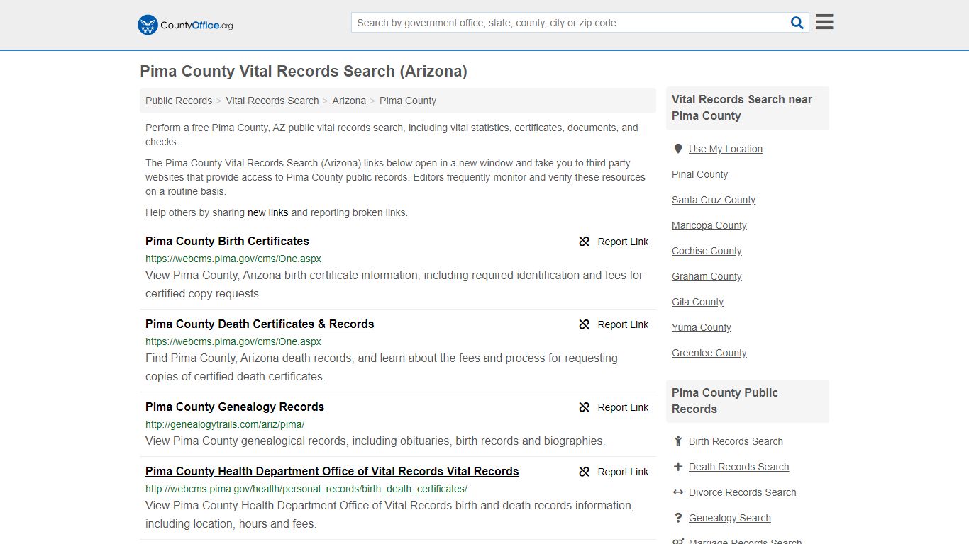 Vital Records Search - Pima County, AZ (Birth, Death ...